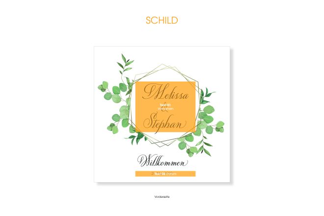 Willkommens-Schild, Design "natur", 600x580, weißes Acryl