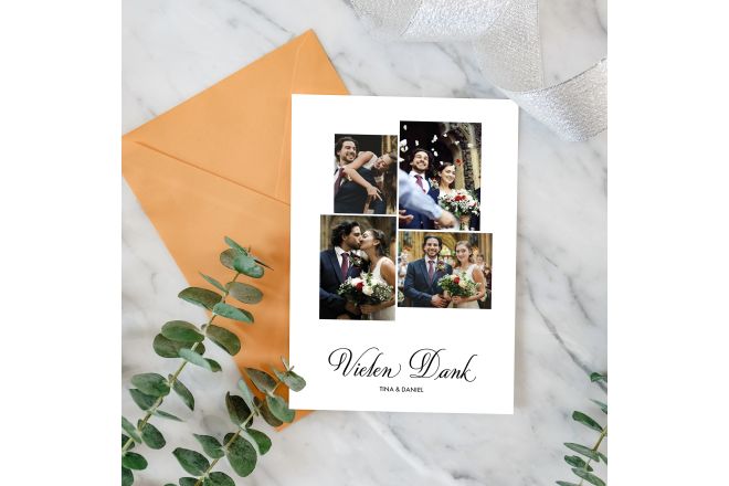 Hochzeitsdanksagung - Postkarte - Design "schlicht" - 25er Set