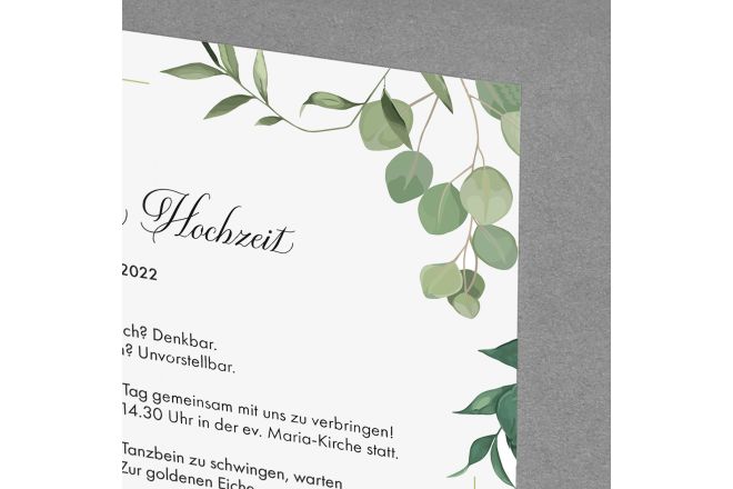 Hochzeitseinladung - Klappkarte - Design "natur" - 25er Set